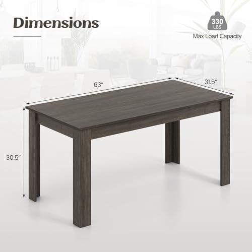 Image of Giantex Dining Table, 63 inch L x 31.5 inch W x 30 inch H Large Farmhouse Center Table with 330LBS Capacity, Kitchen Table for Living Room, Home Office, Dinette, Dinner, Dining Room, Restaurant, Grey