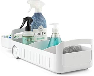 YouCopia 1 RollOut Caddy, 8, Rolling Under Sink Organizer for Kitchen and Bathroom Cabinet Storage, Plastic, White