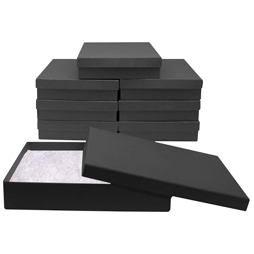Novel Box 8 Pack Black Jewelry Gift Box 7x5x1.25in with Cotton Filled | Cardboard Jewelry Box | Gift Boxes with Lids Made in USA | Boxes for Bracelet Necklace Ring Earrings