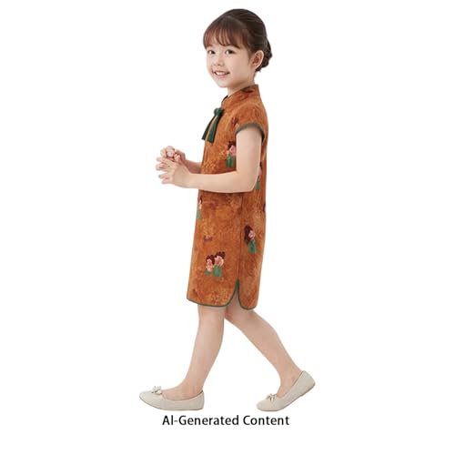 Vestido Cheongsam Qipao para Niñas Manga Corta miniatura 3