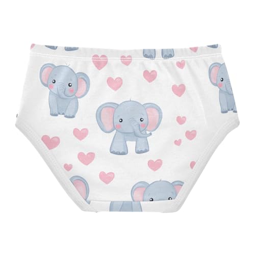 Wusikd Cute Elephants Girls' Underwear Cotton Hearts Pink Girls Briefs Soft Toddler Underwear 2T2