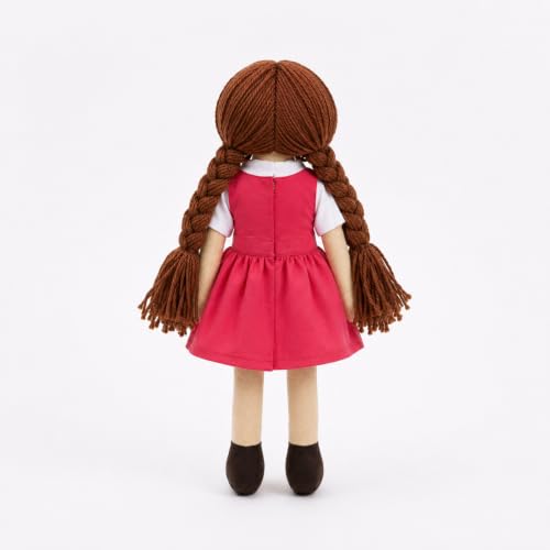 Image of Handcrafted Indian Rag Doll Set, Stitch Soft Toy Doll for Kids, Soft Cotton Fabric Yarn Cloth Doll, Traditional South Indian Soft Toys for Kids Room Decor (Pink, Floral)