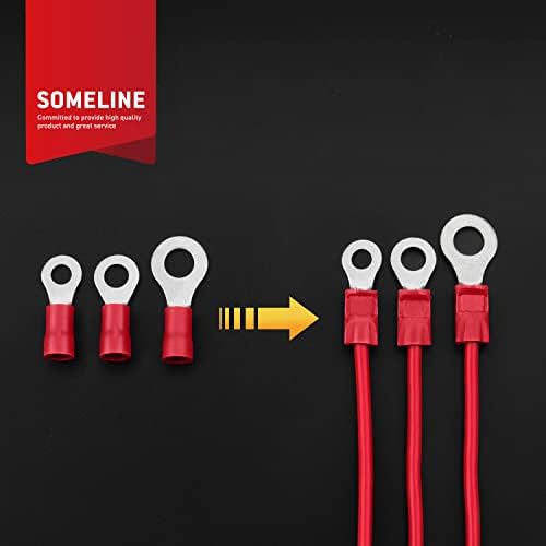 Końcówki oczkowe 0,5-1,5 mm² zestaw końcówek kablowych czerwony Ř otworu złączka zaciskana częściowo izolowana PVC złączka kablowa z miedzi cynowanej Końcówki oczkowe SOMELINE® 7