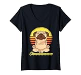 Photo Gallery donna yoga mops meditation namaste retro ohm sunset cani maglietta con collo a v Photo Gallery donna yoga mops meditation namaste retro ohm sunset cani maglietta con collo a v
