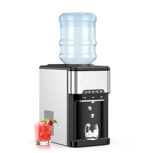 SOARS Machine A Glacons 3 en 1, Distributeur Eau Froide & Chaude, Réservoir d'Eau de 3L, Fabrication Glace 19KG/24H, Refroidissement par Compresseur pour Maison, Bureau
