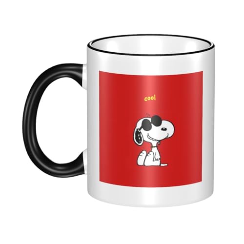 スヌーピー マグカップ 保温・保冷 電子レンジ対応 コーヒーカップ 陶器 セラミック 耐高温 軽量 個性人気 誕生日プレゼント大容量 Black