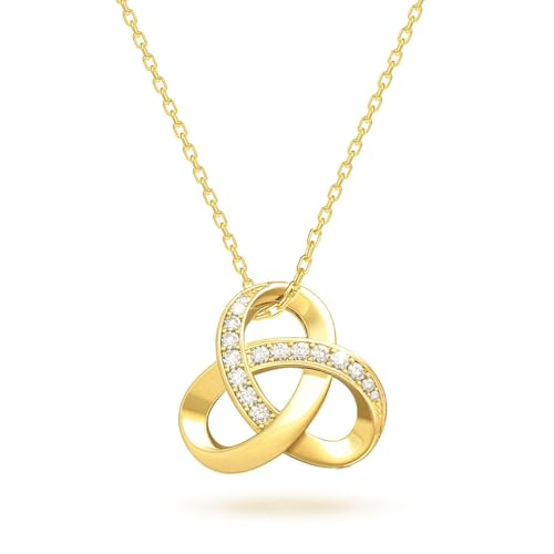 14K Gold Necklace for Women, Love Knot Infinity Interlocking Diamond Pendant, Adjustable Chain 18in + 2in Extender, with Lobster Clasp, Trendy Jewelry Gift