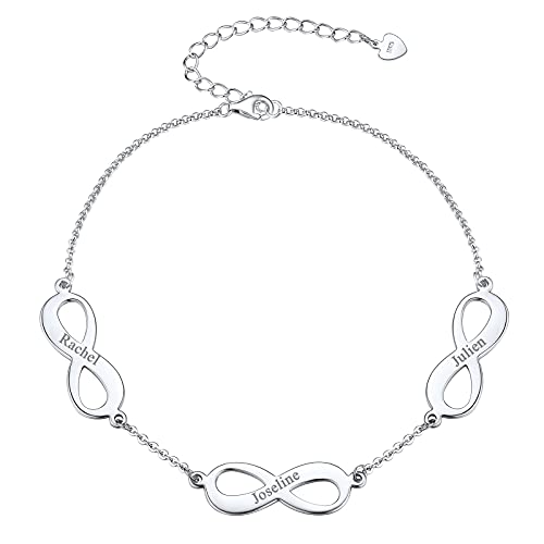 FindChic Handcuff Ankle Bracelets for Women Stainless Steel/18K Gold Plated/Black Infinity Custom Name Ankle Chain Jewelry Gift for Best Friends/Family, with Gift Box 1.handcuff & black