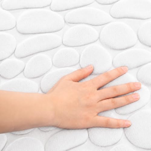 Image of HomeCloud Memory Foam Bath Mat, Cobblestone Bathroom Rectangular Rugs Floor Mats Super Water Absorbent Bath Mats for Bathroom /Machine Washable Bath Rugs (Stone White, 40x60cm)
