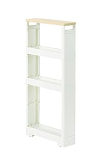 JEJアステージ(JEJ Astage) 隙間収納ワゴン ホワイト 12×40×85cm すきま収納 リセ スーパースリムラック ウッドマルチ4段 コロ付き キッチン ランドリー 洗面所