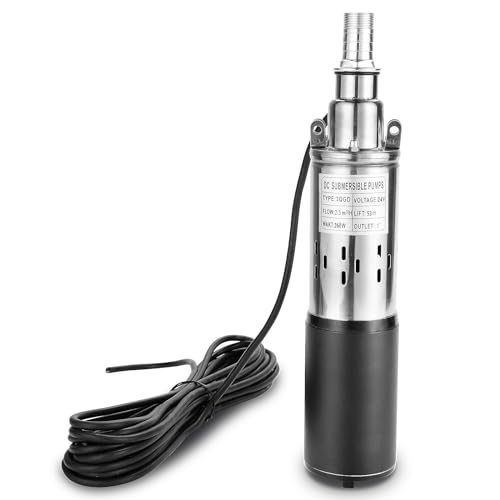 24V Deep Well Submersible Pump DC 260W Electric Solar Powered Water Pump, Stainless Steel Screw 1