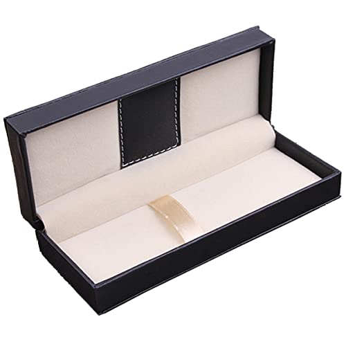 luzen 1PC PU Leather Long Pen Gift Box Rectangle Empty Ballpoint Fountain Pen Display Organizer Storage Case Single Pen Collection Box for Men an Women Business Office School Supplies, Black
