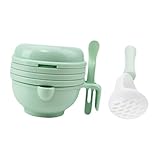 DECORNIJIA Molino Manual para Alimentos Cuenco Multiusos para Triturar Hacer Puré y Filtrar Herramienta de Alimentación Infantil con Cuchara y Verde