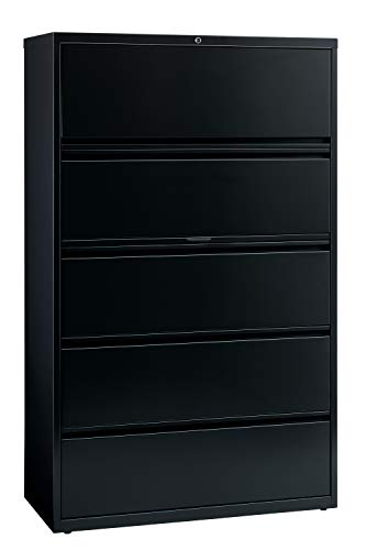 Office Dimensions 42 Inch Wide 5 Drawer Metal Cabinet For Home And Office, Holds Letter, Legal And A4 Hanging Folders Lateral File, 42", Black #TOP14