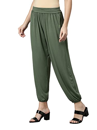 Image of GO COLORS Women Mid Rise Viscose Harem Pants | Wrinkle Free, Relaxed Fit, Free Size