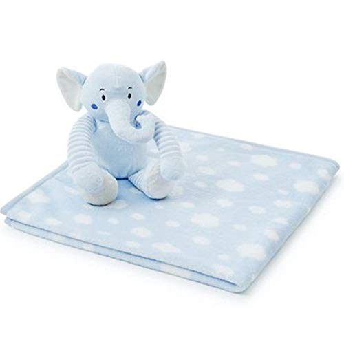 Manta Bebe Naninha Loani e Elefante Fofinho de Pelúcia Azul