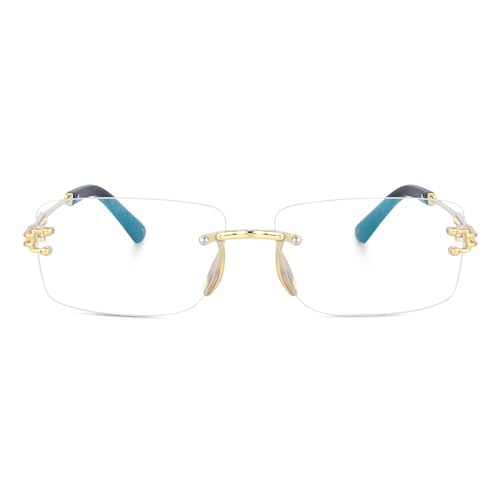 Dervin UV Protected Retro Rectangular Rimless Sunglasses for Men and Women