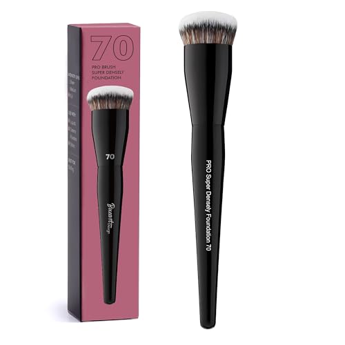 Professional Super Dense Foundation Buffing Brush 70, Black Handle with Soft Short Bristles for...