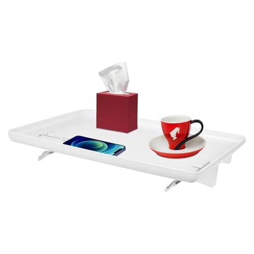 Qussse Bettablage zum Einhängen, Nachttischregal für Bett, Nachttisch Bett Einhängen, Bettregal zum Einhängen, für Schlafzimmer Gästezimmer Schlafsäle (Weiß)