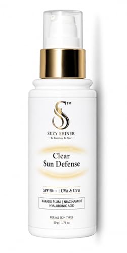 Image of Clear Sun Defense SPF 50++ Sunscreen | Broad Spectrum UVA & UVB Protection | Kakadu Plum, Niacinamide & Hyaluronic Acid | Lightweight, Non-Greasy & No White Cast | 50g