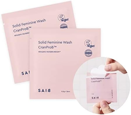 SAIB On-the-Go Foaming Feminine Wash Packets, Solid Heart Shaped Cleansing Tab Turns into a Daily PH Balanced Intimate Foaming Wash when Mixed with Water, Packaging Fully Dissolves in Water (6 Count)