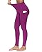 THE GYM PEOPLE Thick High Waist Yoga Pants with Pockets, Tummy Control Workout Running Yoga Leggings for Women (Small, Fuchsia)