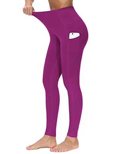 Image of THE GYM PEOPLE Thick High Waist Yoga Pants with Pockets, Tummy Control Workout Running Yoga Leggings for Women