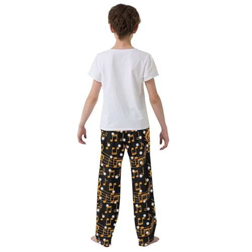 Music Note Floral Boys Long Pants Soft Trousers Elastic Waist Kids Lounge Bottoms with Pockets S-XL3