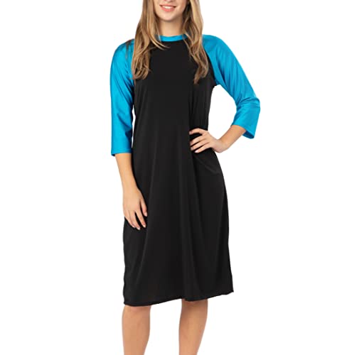 Women's Swim Dress with UPF 50+ Sun Protection, 3/4 Sleeve Performance Active Bathing Suit Dress, Modest Swimwear for Women