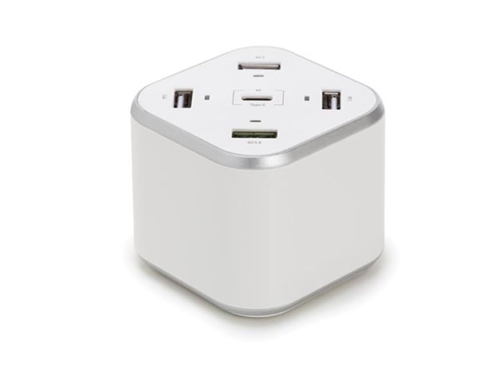 HQ-Power Estación de Carga USB Inteligente, con 5 Puertos (3 x USB-A, 1 x USB Quick Charge 3.0, 1 x Tipo C), Cargador rápido, protección contra sobrecorriente, sobrecalentamiento, sobretensión y