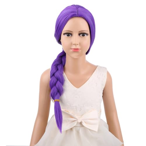 Image of Purple Braid Wig Women Purple Wig Costume Wig Halloween Wig Synthetic Wig with Wig Cap