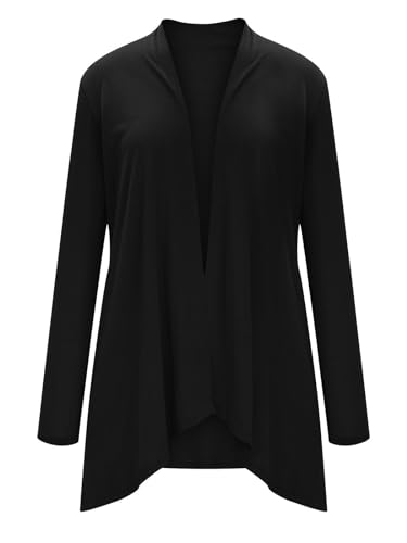 Image of Women's Drape Front Open Cardigan Casual Lightweight Long Sleeve Cardigans Flowy Tops with Pockets