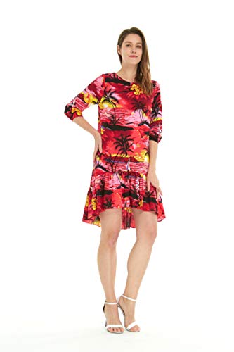 Image of Hawaii Hangover Family Matching Hawaiian Clothes, Sunset Red | Family matching Hawaiian outfits, Sunset Red, lightweight rayon, machine washable, tropical floral print, luaus, cruises