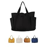 [LeafIn] トートバッグ キャンバス 大容量 a4 メンズ レディース エコバッグ 大 無地 ショルダー おしゃれ 丈夫 通勤 通園 1泊旅行用 白 黒 トート 肩掛け メッセンジャーバッグ tote bag NB03 (黑)