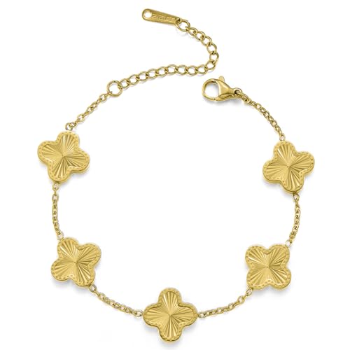 Lucky Clover Bracelet for Women | Designer Gold Clover Bracelets | Lovely Jewelry Gift