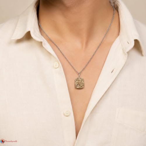 Image of REMEDYWALA Charged Energized Raw Stone Pendant with Metal Chain | Raw Stone Pendant for Women and Men