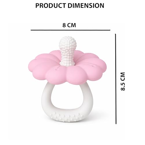 Image of Signamio Silicone Teether for Baby, BPA Free - Food Grade, Non Toxic PVC Free, Easy Grip Handle, Soft Edges, Baby Teethers for 6 to 12 Months, Teethers for 3 to 6 Months, Soft - Pink