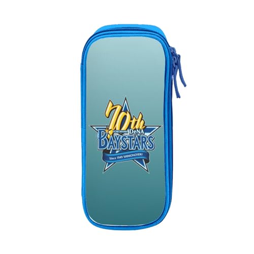 For 横浜DeNAベイスターズ ペンケース 筆箱 2層 文具ポーチ 大容量 おしゃれ 学生用 大人 通学 通勤 多機能 誕生日 Blue