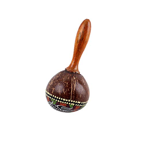 image for Alnicov Coconut Shell Sand Hammer Hand Rattle Percussion Musical Instr