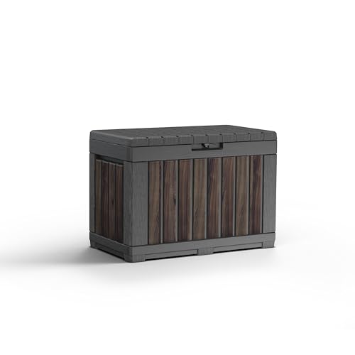 Keter Signature 190L Kentwood Outdoor Garden Storage Box - Rosewood | Compact WeatherResistant Storage with Lockable Lid & MultiFunctional Design