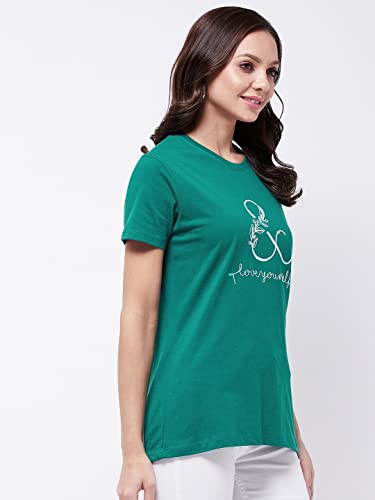 Image of Modeve Women Printed Cotton Blend Half Sleeve Round Neck T-Shirt for Summer