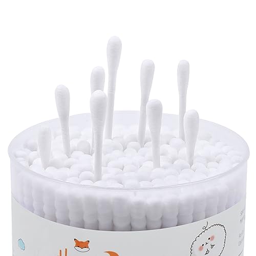 HOMEFOX Cotton Swabs Spiral - 600 Count Organic Cotton Buds Double Side Tightly Wrapped Cotton Tips Paper Stick Soft Gentle Lint-Free Cruelty-Free, Round & Spiral (White) - Thumbnail 5