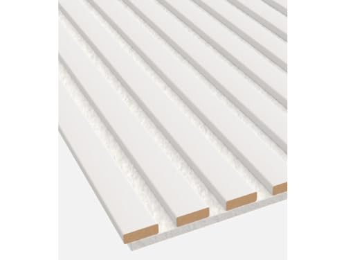 HPFloor Akustikpaneele Holz 240x60 weiß, Wandpaneele weiß...