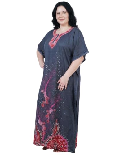 Image of Oussum Women Polyester Casual Long Plus Size Beach Caftan Cover Up Maxi Dress 1X-3X Summer Kaftan Dresses for Women