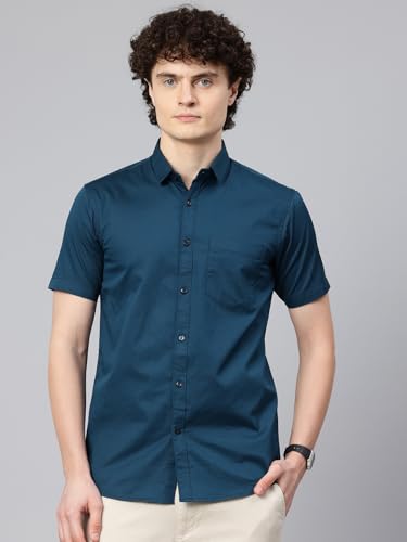 Image of Majestic Man Slim Fit Pure Cotton Half Sleeve Solid Casual Shirt