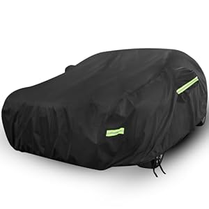 Morhept Car Cover Waterproof All Weather for Automobiles, Outdoor Indoor Full Exterior Covers for Sedan Black(Suggest Car Length from 194″-208″)