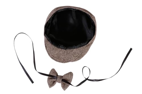 Matissa Newborn Baby Boy Flat Newsboy cap and bow tie set Gatsby cap Pageboy Golf hat2