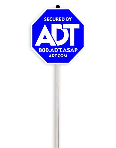 ADT Security Signs with (1) Stake Post 100% Aluminum. 28\" Long Aluminum Stakes for Yard Sign. PVC (Polyvinyl Chloride) 1/8\" (3 mm) Thick, Sign Size 10\" x 10\". - Thumbnail 3