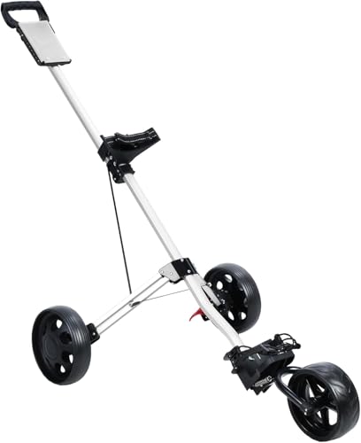 tekrabea Golf Trolley 3 Wheel Foldable Walking Golf Push Cart with Foot Brake Mechanism Tee Holder Scorecard Board Golf-Scorer and Ball Mount