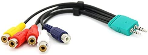HAKUHO 15CM 3.5mm + 2.5mm to 5RCA Audio Video AV Component Adapter Cable.